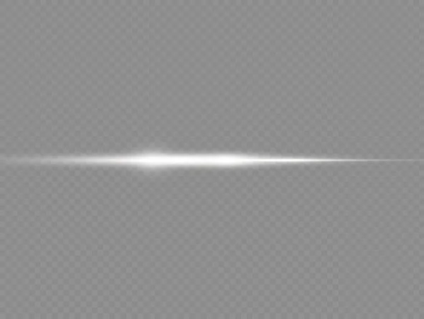 Rayos de luz horizontales, línea horizontal blanca del flash — Archivo Imágenes Vectoriales