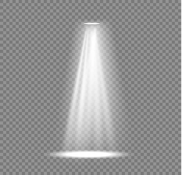Spotlight projector, lichteffect met witte stralen. — Stockvector