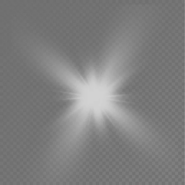 Λευκό λαμπερό φως έκρηξη, ακτίνες του ήλιου, αστέρι. — Διανυσματικό Αρχείο