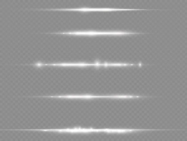 Rayos de luz horizontales, línea horizontal blanca del flash — Archivo Imágenes Vectoriales