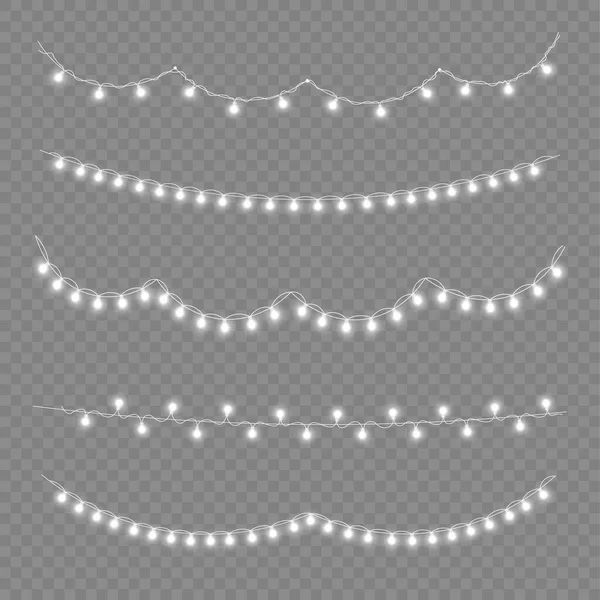 Led luces de neón decoración guirnalda blanca de Navidad — Vector de stock