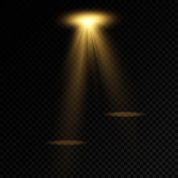 Scheinwerfer, Lichteffekt mit gelben Strahlen — Stockvektor