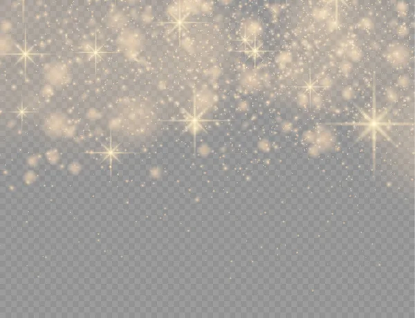 Amarelo faíscas de poeira estrela, efeito de luz de Natal. —  Vetores de Stock
