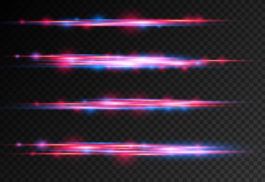 Kırmızı, mavi lazer ışınları, yatay ışık çizgisi.