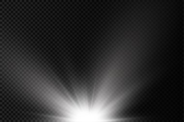 Yıldız patlaması, beyaz parlayan ışıklar güneş ışınları.