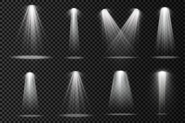 Beyaz spot ışığı, projektör ışığı efekti. — Stok Vektör