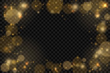 Işıldayan altın sihirli toz parçacıkları ışık saçar.