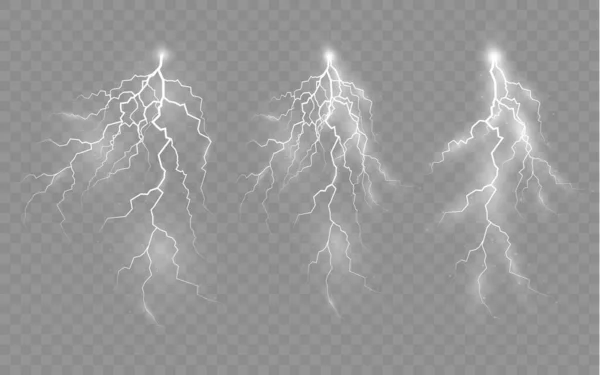 Reißverschlussset, Gewitter und Effektblitze. — Stockvektor