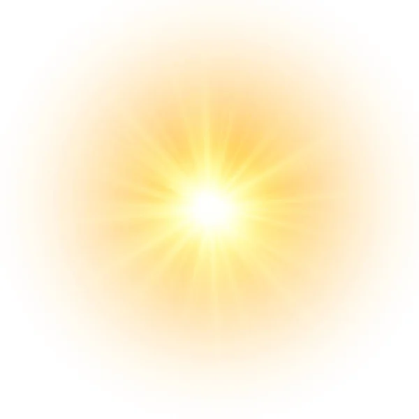 Flash sole giallo, stella lampeggiato con scintille. — Vettoriale Stock