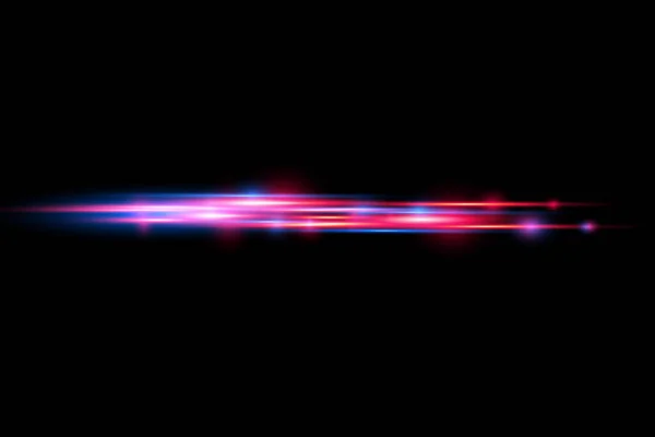 Rayos láser rojo, azul, línea de luz horizontal. — Vector de stock