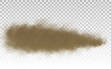 Uçan kum, kahverengi toz bulutu, rüzgar, kum fırtınası.