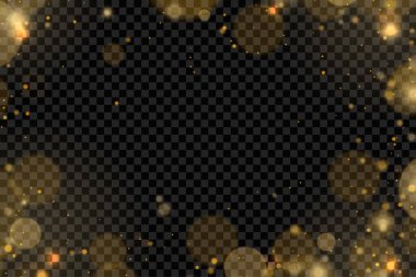 Işıldayan altın sihirli toz parçacıkları ışık saçar.