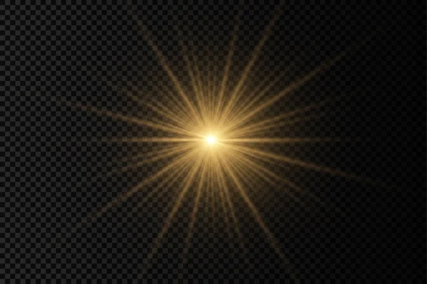 Κίτρινο λαμπερό φωτεινό αστέρι, χρυσαφί ήλιος. — Διανυσματικό Αρχείο