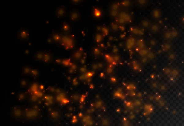 Chispas de polvo, estrellas rojas efecto de luz especial. — Archivo Imágenes Vectoriales