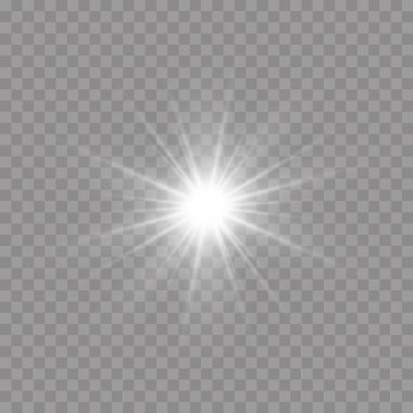 Işıklı yıldız patlaması, beyaz güneş ışınları. 