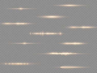 Yatay ışık ışınları, ışınlar, parlak sarı çizgi.