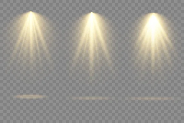 Προβολέας προβολέων, εφέ φωτός με κίτρινες ακτίνες — Διανυσματικό Αρχείο