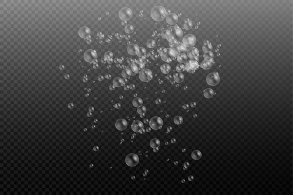Uppsättning realistiska färgglada vatten såpbubblor. — Stock vektor