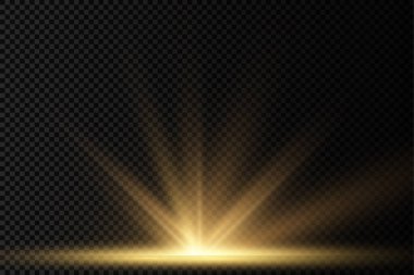 Yıldız patlaması, sarı parlayan ışıklar güneş ışınları.