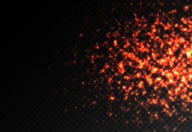 Toz kıvılcımları, kırmızı yıldızlar özel ışık efekti.