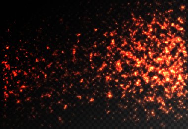 Toz kıvılcımları, kırmızı yıldızlar özel ışık efekti.