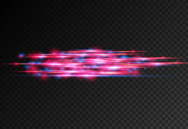 Rayons laser rouges, bleus, ligne de lumière horizontale. — Image vectorielle