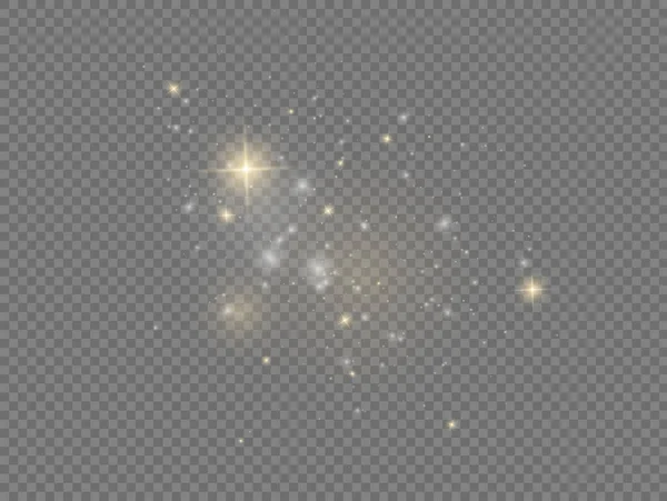 하얀 먼지 입자, 반짝이는 밝은 빛, 별. — 스톡 벡터