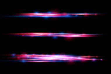 Kırmızı, mavi lazer ışınları, yatay ışık çizgisi.
