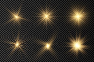 Parlak ışık yıldızı, sarı güneş ışınları.