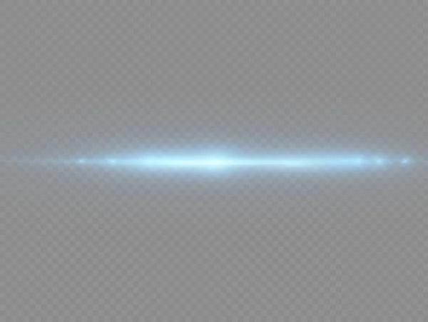 Laserstrahlen, horizontale blaue Lichtstreifen. — Stockvektor