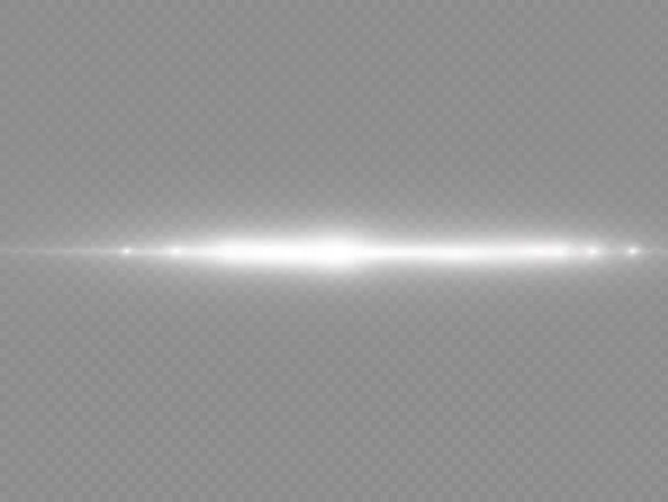 水平光线，闪光的白色水平线 — 图库矢量图片