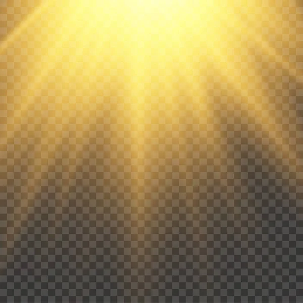 Ηλιακό φως με φωτεινή έκρηξη, ακτίνες του ήλιου φωτοβολίδα. — Διανυσματικό Αρχείο