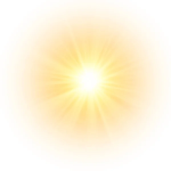 Flash sole giallo, stella lampeggiato con scintille. — Vettoriale Stock