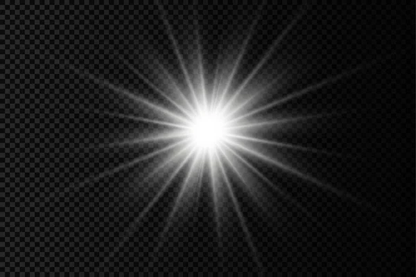 Étoile lumineuse blanche, rayons de soleil éclatants. — Image vectorielle