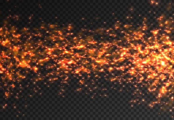 Toz kıvılcımları, kırmızı yıldızlar özel ışık efekti. — Stok Vektör