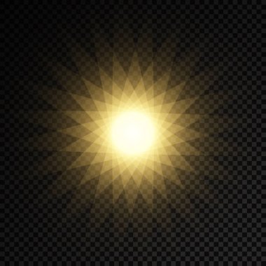 Parlak ışık yıldızı, sarı güneş ışınları.