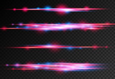 Kırmızı, mavi hareket çizgisi, yatay ışık ışınları.