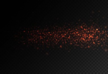 Toz kıvılcımları, kırmızı yıldızlar özel ışık efekti.
