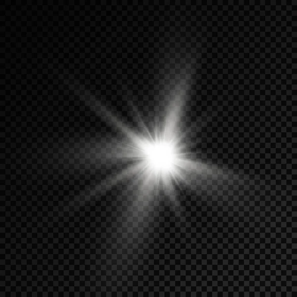 Stella chiara bianca, raggi di sole scoppiati. — Vettoriale Stock
