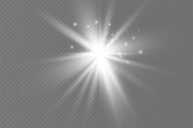 Parlayan beyaz ışık, güneş ışınları, yıldız.