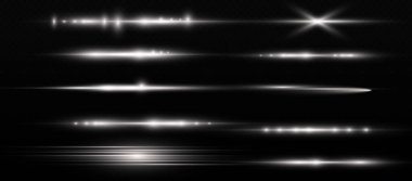 Yatay ışık ışınları, parlayan beyaz çizgi ışınları.
