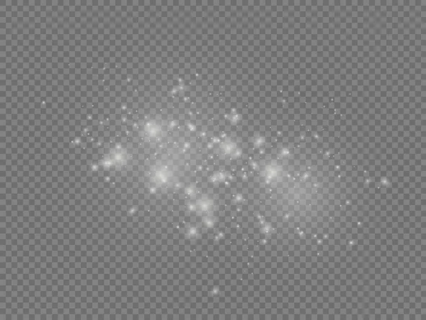 Particules de poussière blanche, scintillement, lumières, étoile. — Image vectorielle