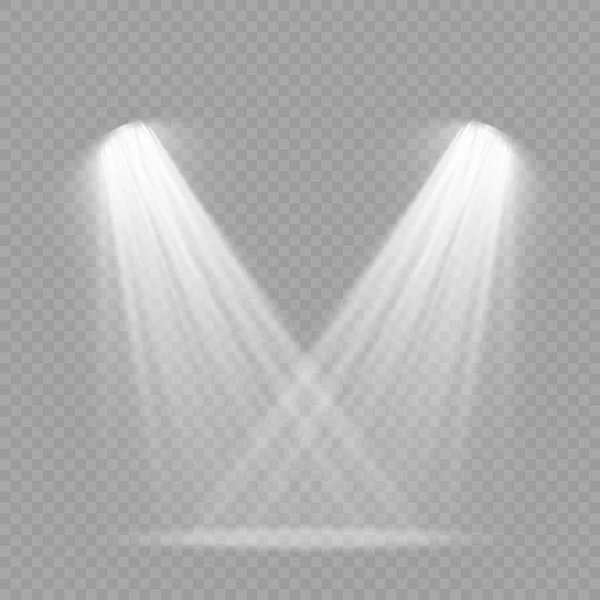 Набір білого прожектора, ефект світла проектора . — стоковий вектор
