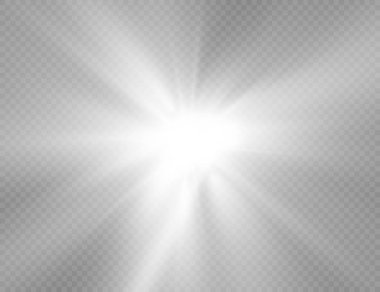 Işıklı yıldız patlaması, beyaz güneş ışınları. 