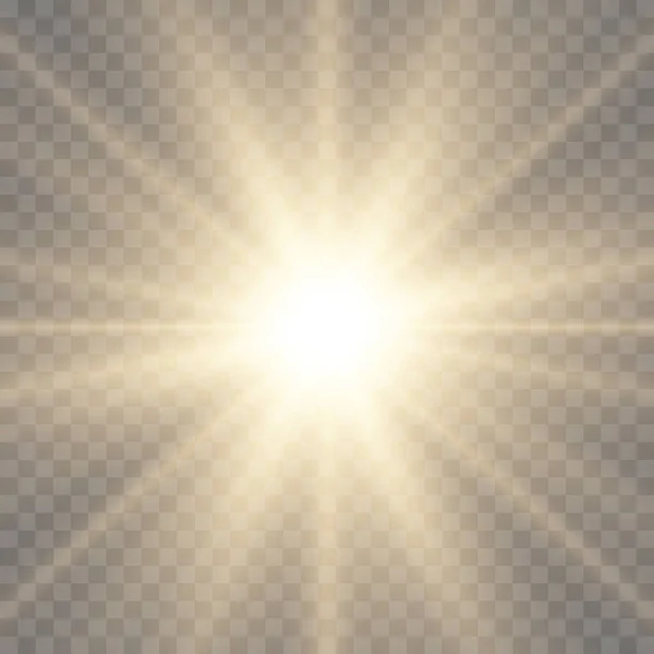 Star burst con luce, raggi di sole gialli. — Foto Stock