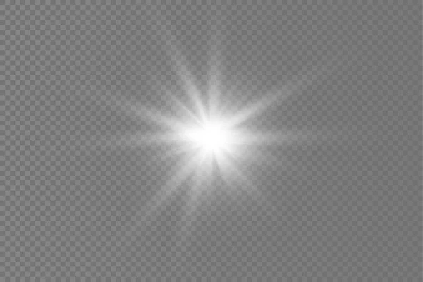 Étoile lumineuse blanche, rayons de soleil éclatants. — Image vectorielle