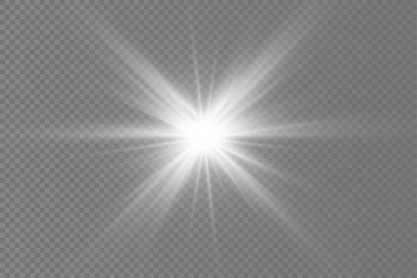 Éclat de lumière blanche, rayons du soleil, étoile. — Image vectorielle