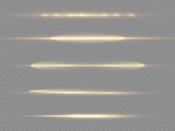 Горизонтальный световой луч, вспышка желтой горизонтальной линии — стоковый вектор