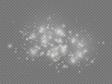 Beyaz toz kıvılcımlar ve yıldızlar, ışık efekti.