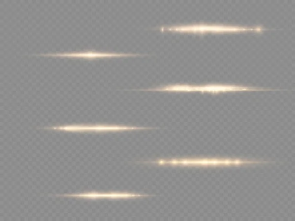 Vodorovný paprsek světla, blikavě žlutá vodorovná čára — Stockový vektor